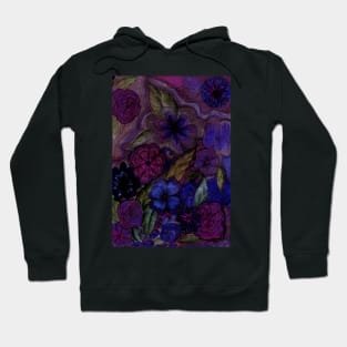 dark blue floral tapestry drawing Hoodie